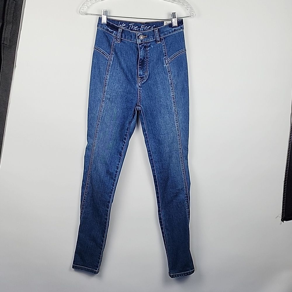 WE THE FREE 26 womens medium wash stretchy denim skinny jeans high rise waisted